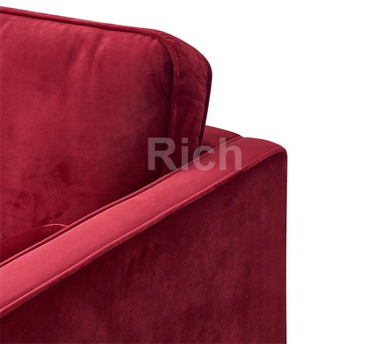 Lounge Home Furniture Red Fabric Velvet Leisure Sofa Loveseat