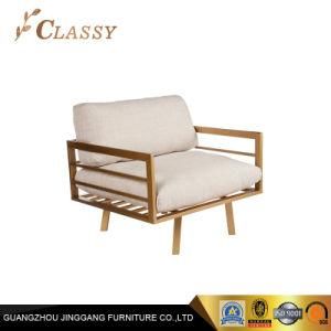 Quality Modern Linen Accent Chair Armchair with Golden Metal Frame