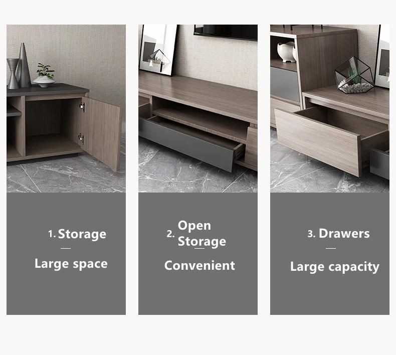 Modern Simple Light Grey Color Design Living Room Home Furniture Storage Drawers TV Stand