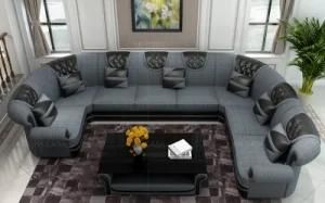 Living Room Sofa Set Brown Leather Modern Sectional Sofa