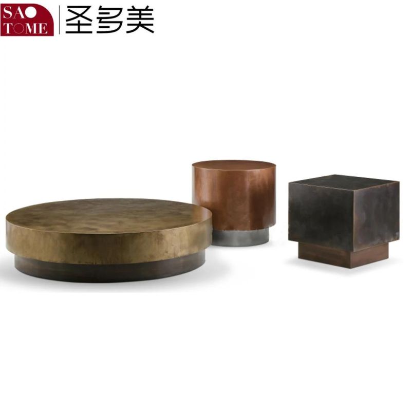 Luxurious Family Living Room Wooden Metal Paint Square Tea Table