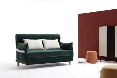 Modern Simple Leisure Living Room Sofa Bed Furniture Solid Wood Frame Folding Green Sofa