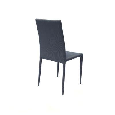 High Back Furniture Dining Cafe Living Room Black Stainless Steel Metal PU Dining Chair