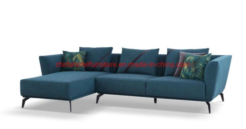 Green Fabric Metal Leg Living Room L Shape Leather Home Living Room Sofa