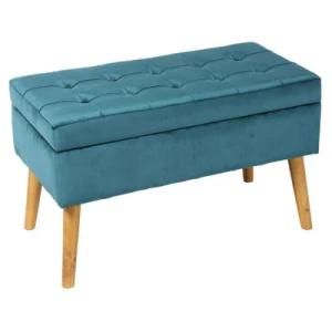 Knobby Furniture Velvet Sofa Bench Storage Ottoman with Wooden Legs