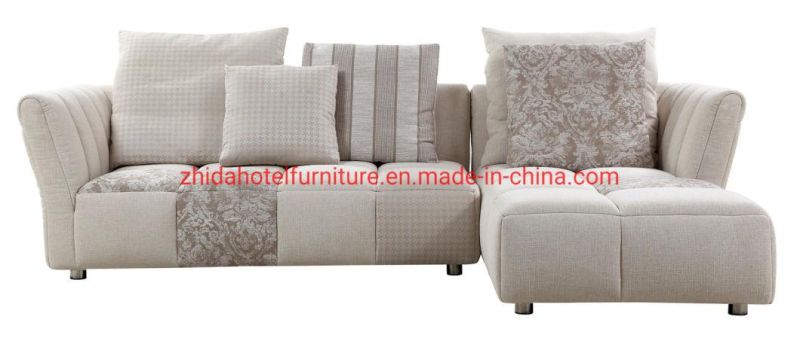 Cheap White Fabric Sofa Living Room Corner Sofa Set for Hotel Villa Bedroom
