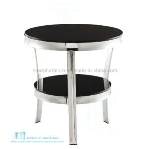 Home Metal Frame Black Toughened Glass Coffee Table (HW-005T)
