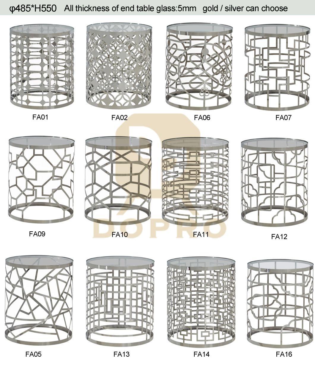 New Chinese Style Laser Cut Stainless Steel Cheap End Table for Home and Hotel