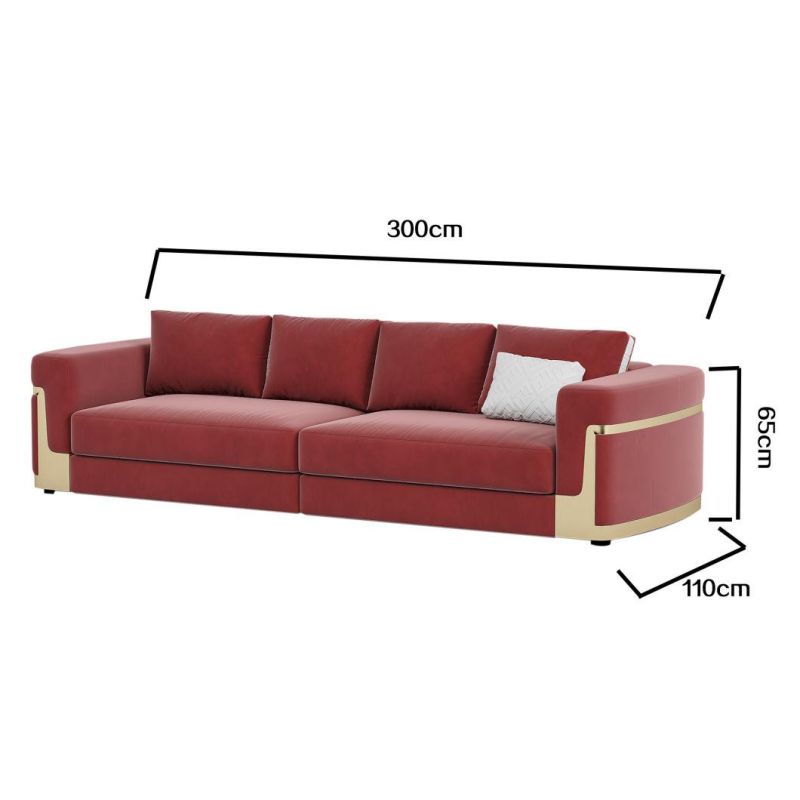 Modern Simple Design Leisure Fabric Long Couch Sectional Velvet Sofa with Single Chair