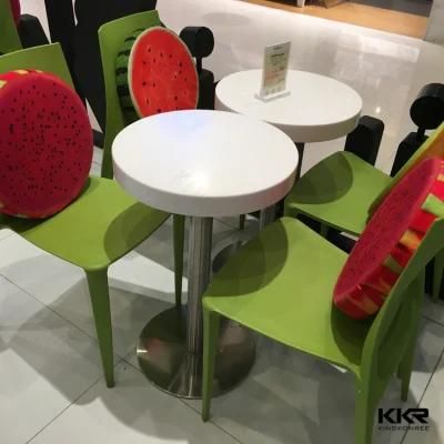 Kingkonree Modern White Round Small Solid Surface Restaurant Table