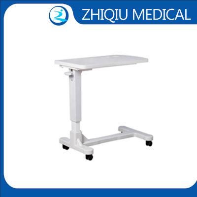 Hospital Height Adjustable Bedside Over Bed Table with Wheels