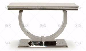 Arianna Stainless Steel Console Table with Grey Artificial Marble Top