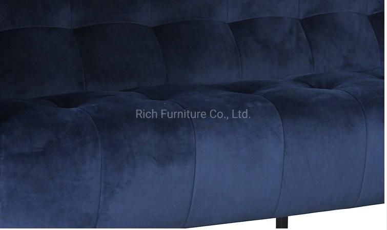 New Design Home Wooden Legs Leisure Furniture Dark Grey Modern Sofa Velvet Couch