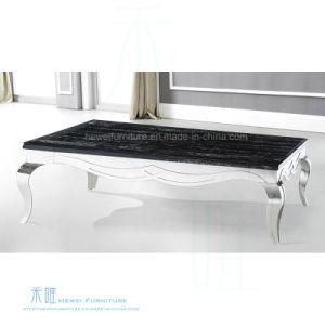 Modern Living Room Rectangle Marble Metal Coffee Table (HW-0032T)
