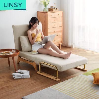 Linsy European Style Space Saving Modern White Single Foldable Wooden Sofa Cum Bed Ls075sf7