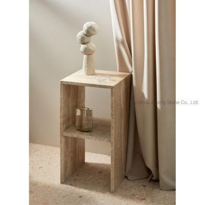 Home Furniture Design Low Travertine Coffee Side Table for Bedroom