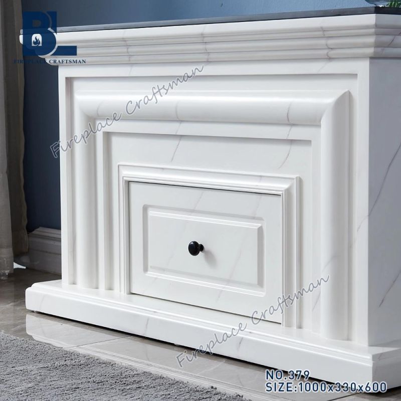 Modern Cabinet Media Marble Wooden TV Stand with Multi Color Water Vapor Steam Electric Fireplace Insert