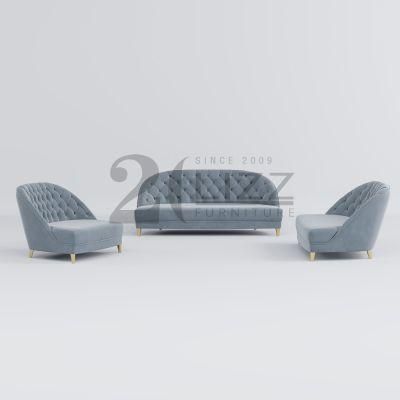 Non Inflatable Modern Living Room Chesterfield Home Furniture Set Simple White Fabric Sofa Chair in China