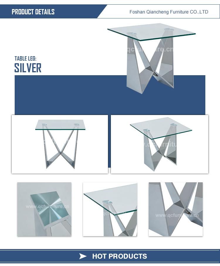 Clear Round Glass Top Stainless Steel Metal Furniture Side Table
