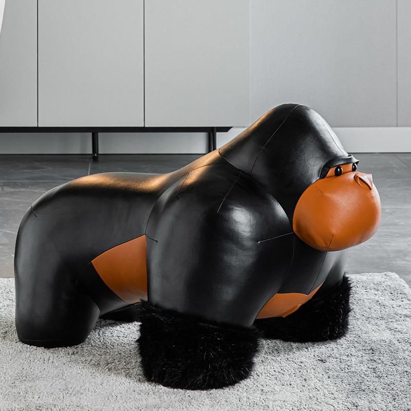 Li&Sung Animal Wooden Gorilla Leg Stool Ottoman