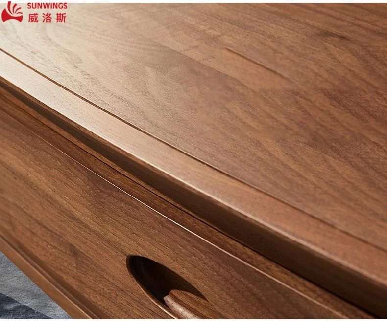 Nordic Ash Solid Wood Drawer Type Tea Table Furniture for Living Room