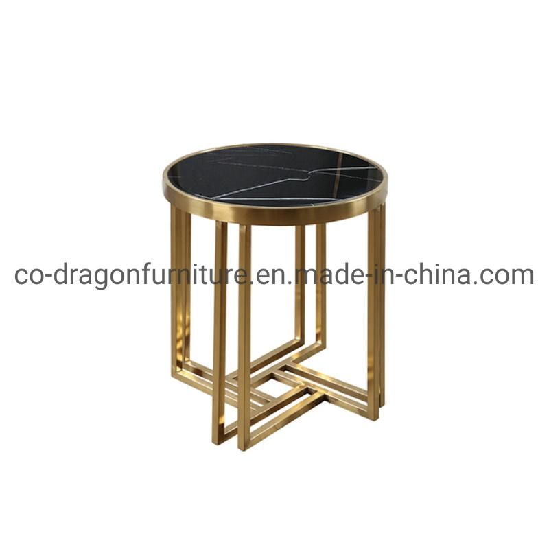 Livingroom Furniture Glass Top Round Coffee Table with Stainless Steel