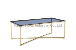 Contemporary furniture Stainless Steel Frame Home Table Sets Glass Coffee Table