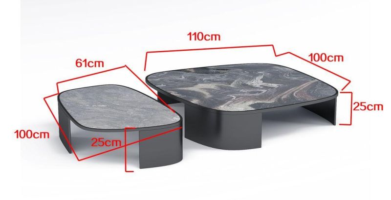 Nordic Style High Grade Grey Stainless Steel Home Furniture Modern Black Marble Top Coffee Table