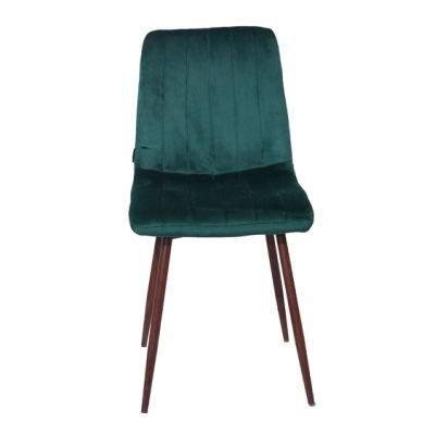 European Design Dining Room Furniture Ergonomic Blue Velvet Steel Leg Outdoor Dining Chair