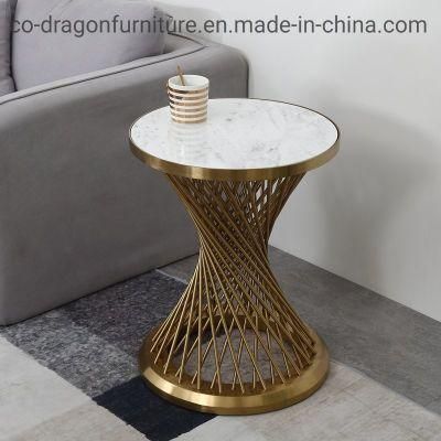 Modern Luxury Home Furniture Steel Coffee Table with Marble Top