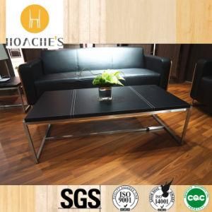 2017 New Product Leather Wooden Tea Table with Stainless Steel (S210)