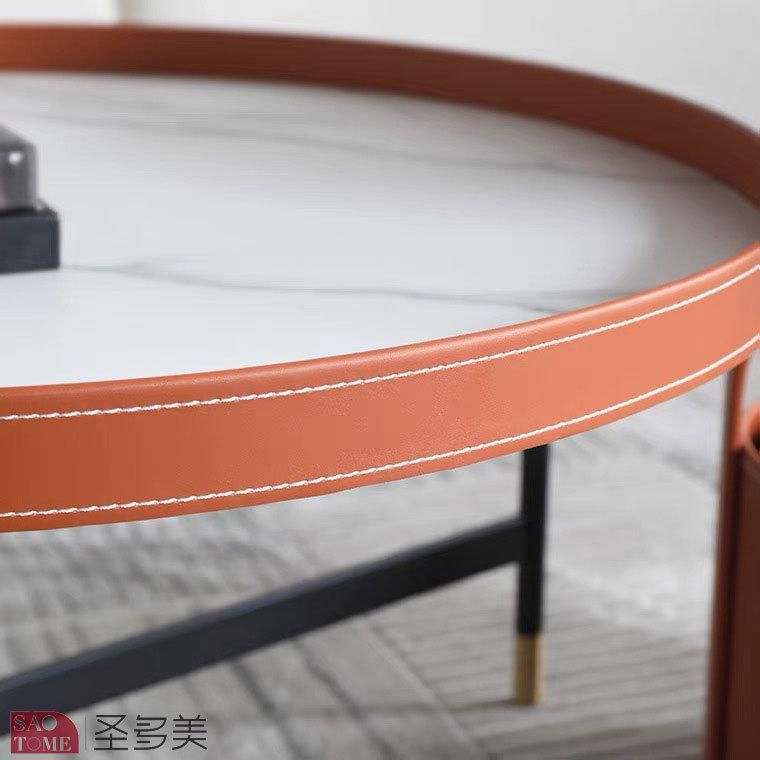 New Style Home Furniture Living Room Round Coffee Table Metal Side Table Bedroom Table Melamine Laminated Tea Table