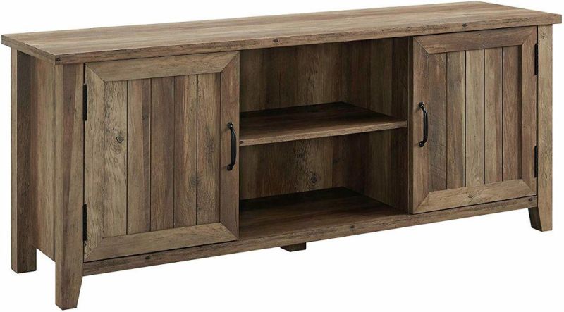 Rustic Oak 58" TV Stand with Storage Doors