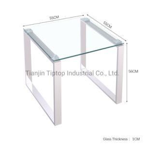 Classic Clear Tempered Glass Top Center End Table Stainless Steel Table End Table