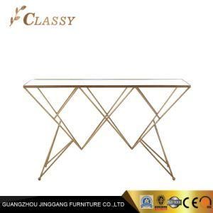 Home and Hotel Golden Stainless Steel Console Tempered Glass Table
