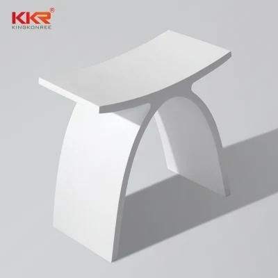 New Model Matte White Stone Solid Surface Square Bathroom Seat Stool