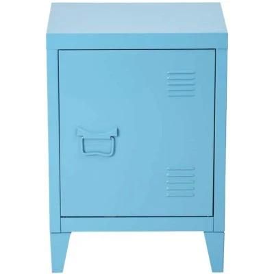 Home Furniture Blue Metal Low Bedside Storage Cabinet Nightstand
