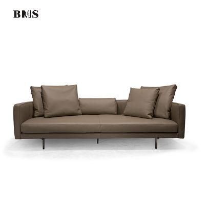 High-End Premium Modern Contemporary Design Curve Shape Leather Three-Seat Sofa Fabric Sofa