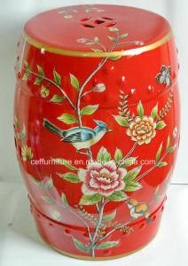 Antique Oriental Country Hand Painted Porcelain Drum Stool