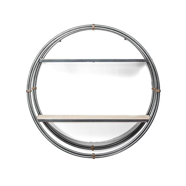 Masterpiece Art Gallery Wood and Metal Round Hanging Wall Shelf