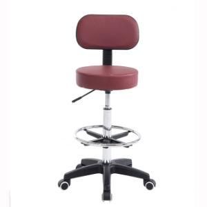 Stainless Steel Adjustable Antistatic Work Drafting Barber Stool with Back Cushion