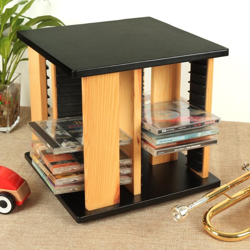 Hot Selling Rotatable Wood CD Rack