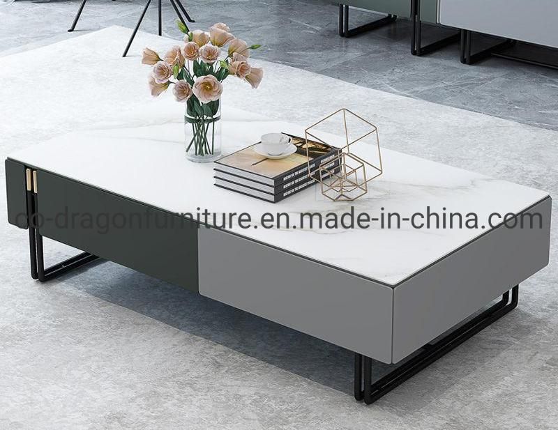 Modern Home Furniture Wooden Marble Top Living Room Coffee Table
