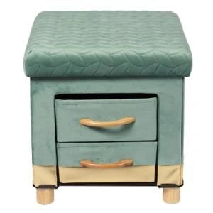 Knobby Modern Home Multi Function Folding Storage Stool Ottoman with Drawer
