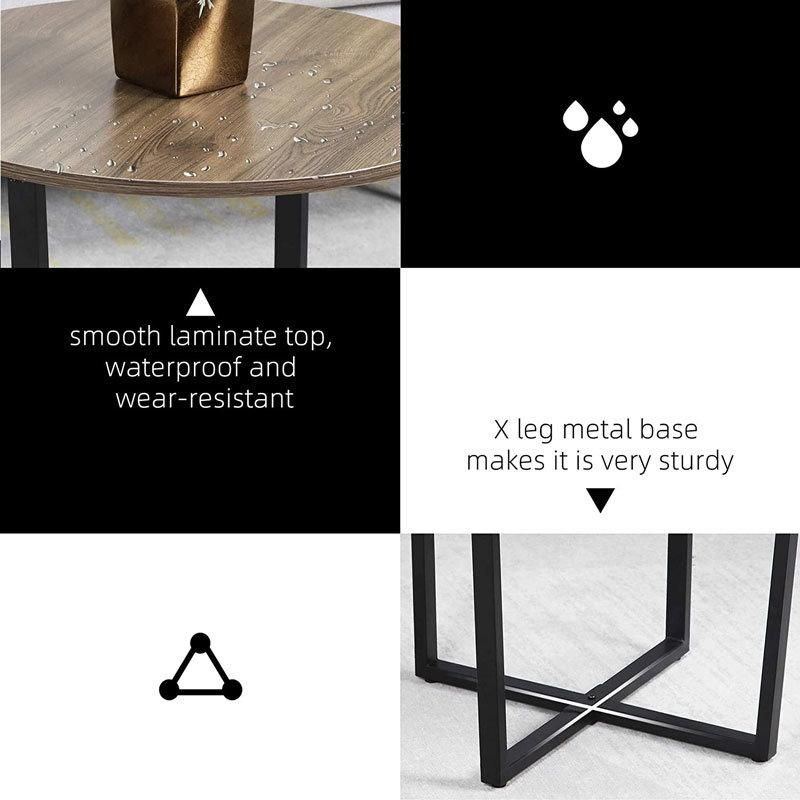 Round and Stable Metal Frame Coffee Table Living Room Furniture