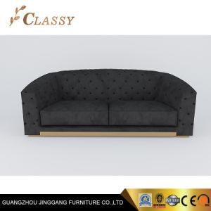 Hot Sale Luxury Home Living Room Metal Base Sofa in Black Velvet