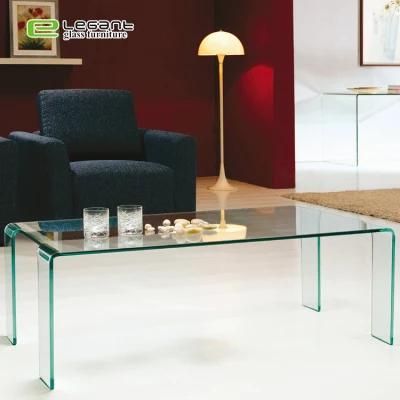 Modern Fashion Style Bent Tempered Glass Center Coffee Table