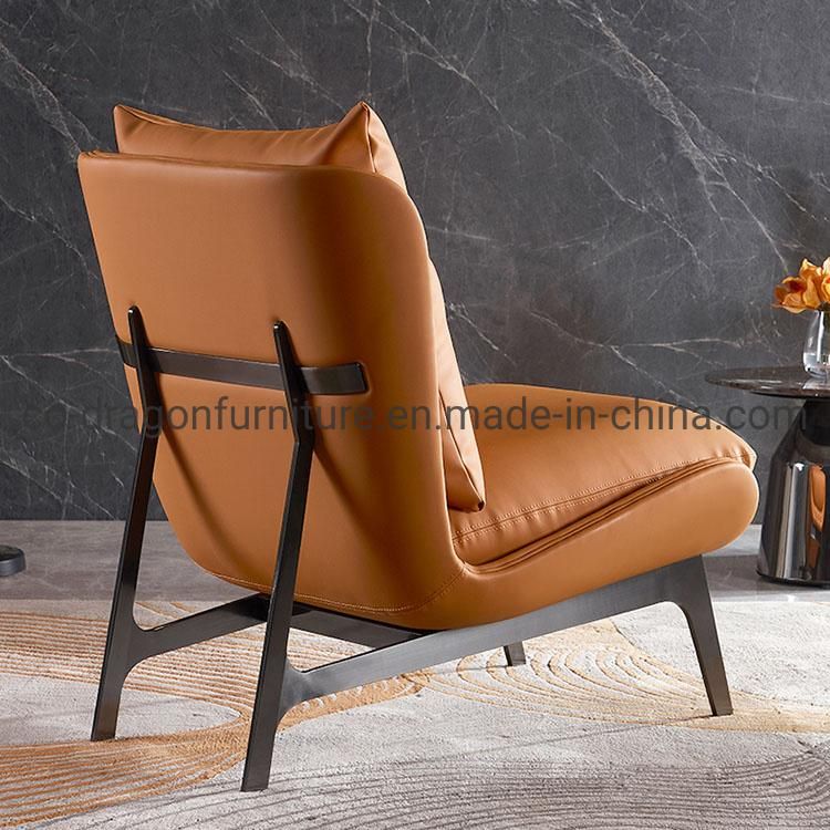 Modern Leather Leisure Chair with Metal Legs for Home Furniture