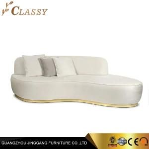 Modern Durable Velvet Fabric Sofa Set with Golden Stainless Steel Base