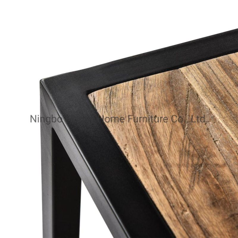 Recycle Elm Furniture Coffee Table Metal Frame with Antique Wood